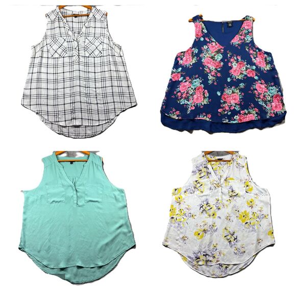 Torrid LOT Sleeveless Tops Tanks Harper Relaxed Fit Plaid Floral Size 2 2X G315 - Picture 1 of 15
